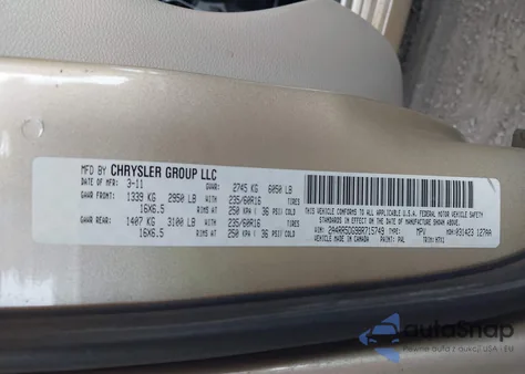 2011 Chrysler Town & Country Touring z USA, uszkodzony, nr VIN 2A4RR5DG9BR715749